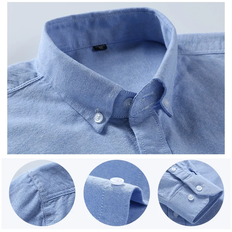 Camisa rosa de manga larga para hombre, camisas de vestir informales ajustadas de gran tamaño, ropa Oxford de algodón para las cuatro estaciones, nueva moda coreana para hombre