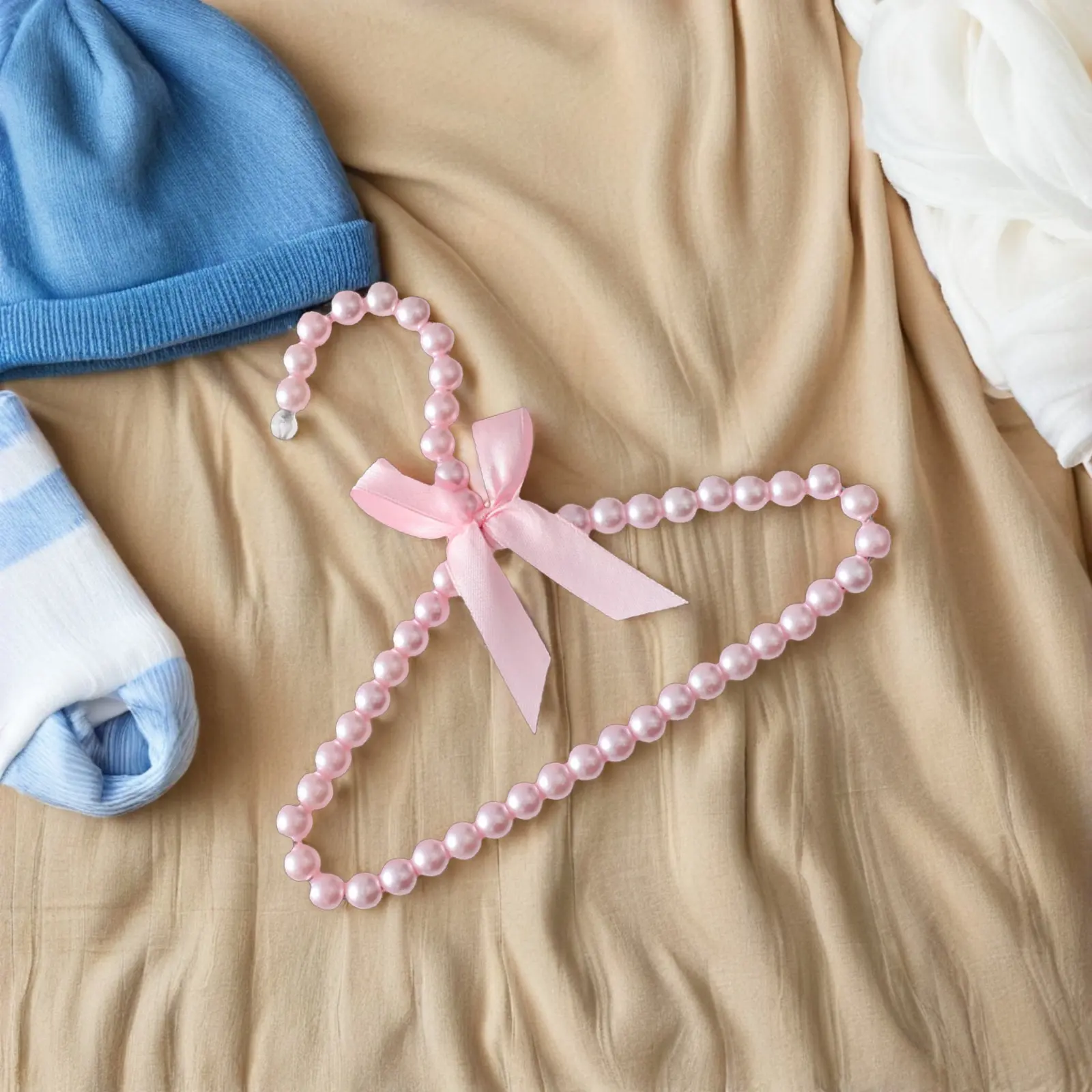6Pcs Pearl Clothes Hangers for Babies Compact Plastic Hangers Space Saving Infant Closet Organizer Gentle on Delicate Fabrics