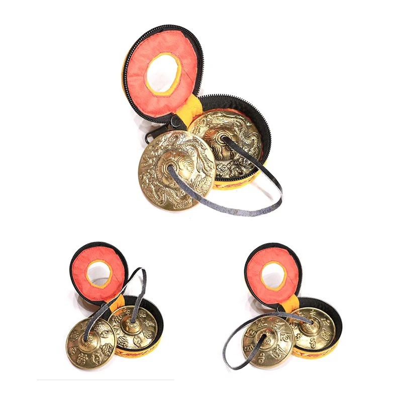 

Hot AD-Yoga Cymbals Brass Cymbal Bell Chimes Tibetan Buddhist Style Tingsha Meditation Yoga Accessory Instrument Cymbals
