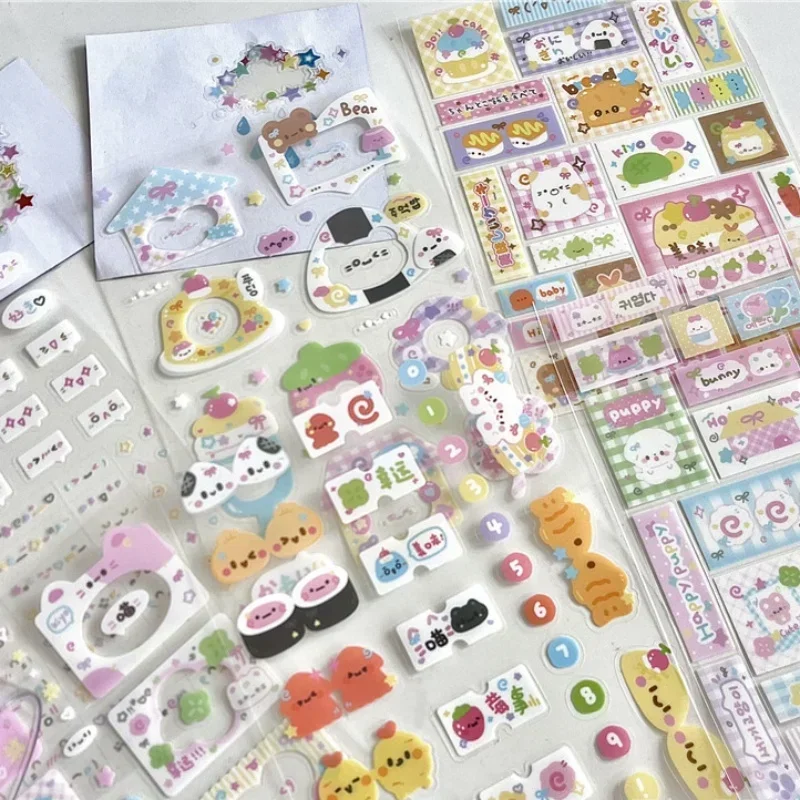 8pcs/set Kawaii Design Sticker for Kids Korean Cute Cartoon Animal Scrapbook Journal Sticker Lovely DIY Decor Stationery Sticker