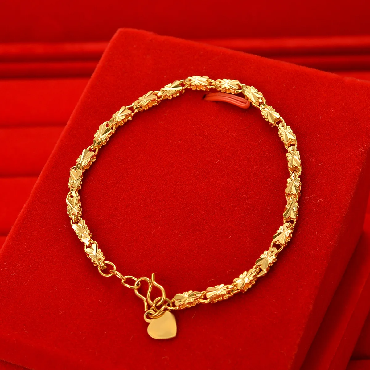 

Noble AU999 gold bracelet for women double-sided lucky leaf 24K pure gold heart-shaped rabbit head wrist chain jewelry