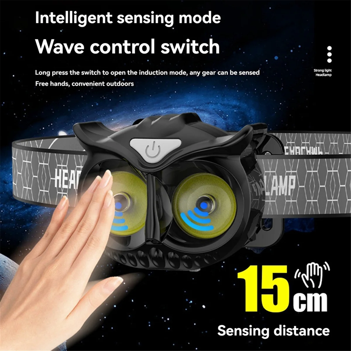 N18r led farol de pesca forte detecção farol coruja à prova dwaterproof água ao ar livre portátil