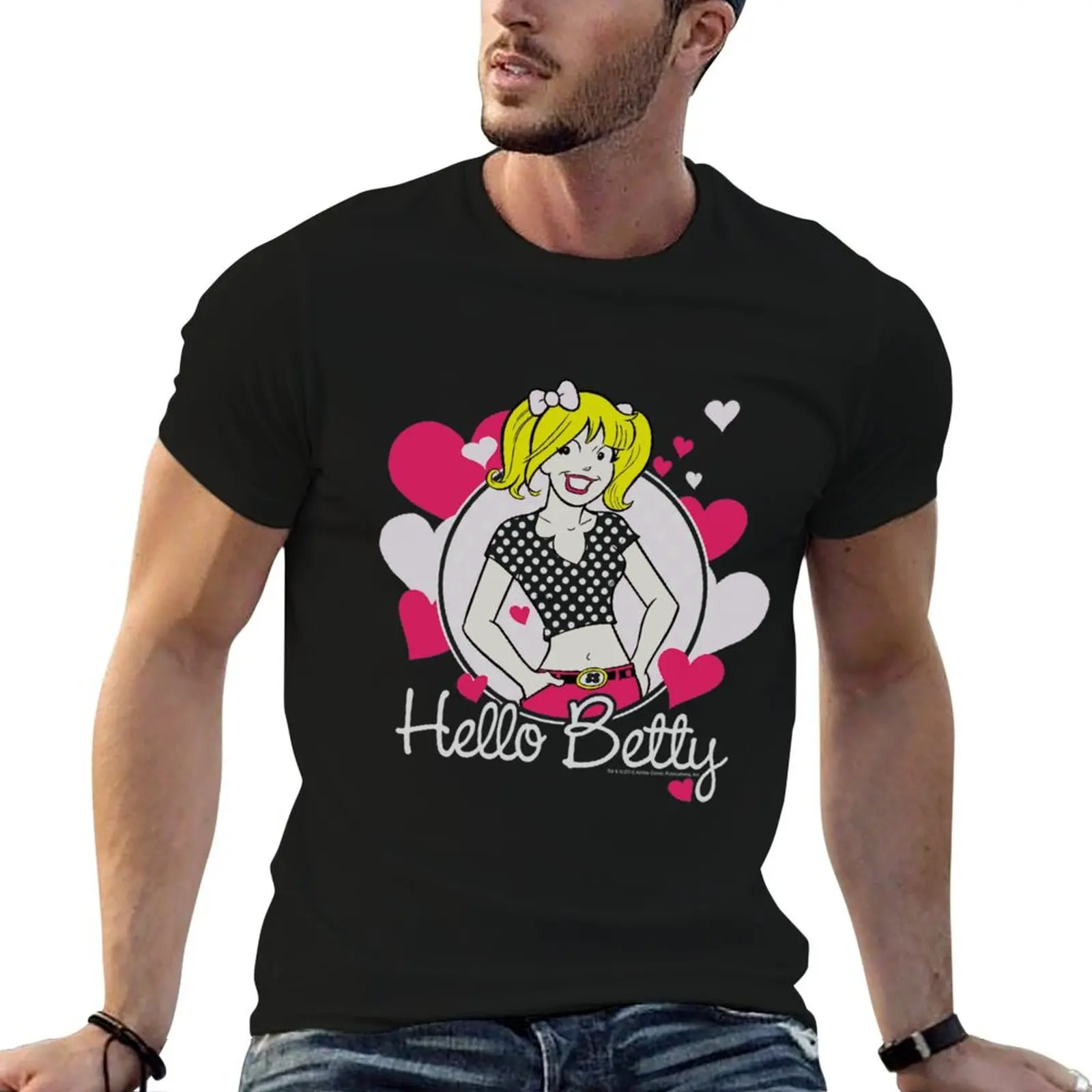 Camiseta AC112_Archie Comics Hello Betty, camisetas de algodón para hombre, camisetas 100% de algodón para hombre, camisetas suaves de algodón para hombre