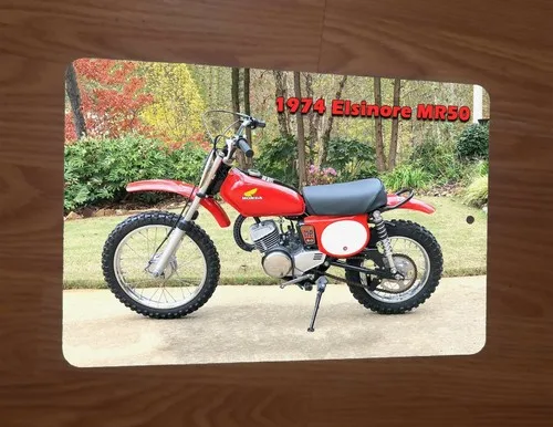 1974 Elsinore MR50 Dirt Bike Motocross Motor Cycle Photo  Metal Wall Sign