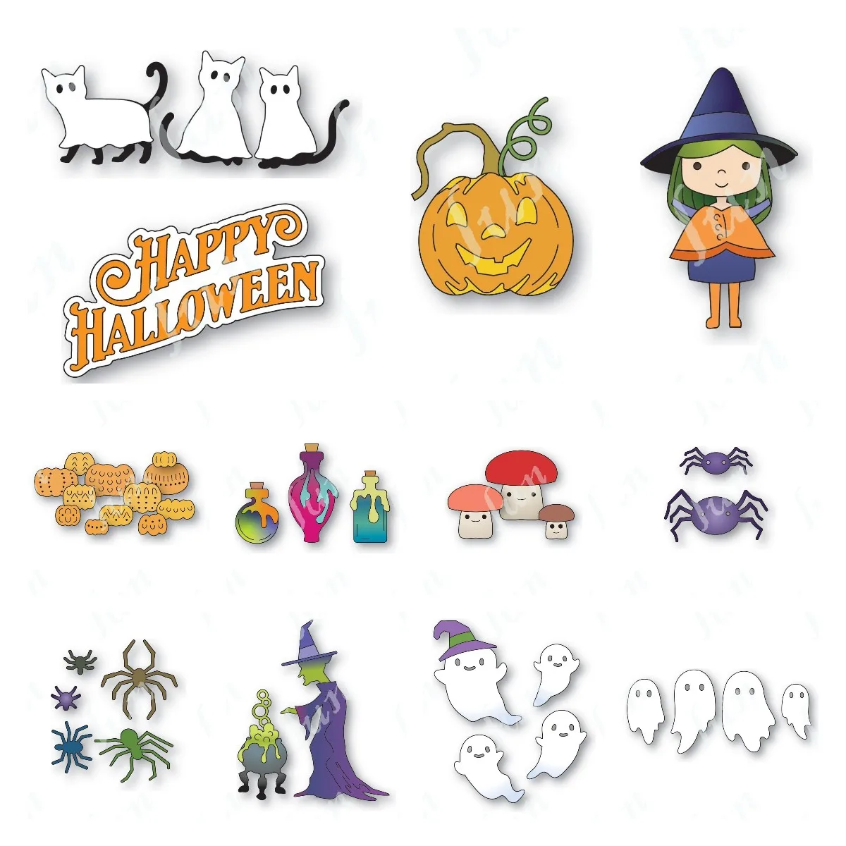 

Halloween Background Dies for Card Making Cute Spiders Cut Die for DIY Scrapbooking Paper Card Embossed Template Stencil Mold