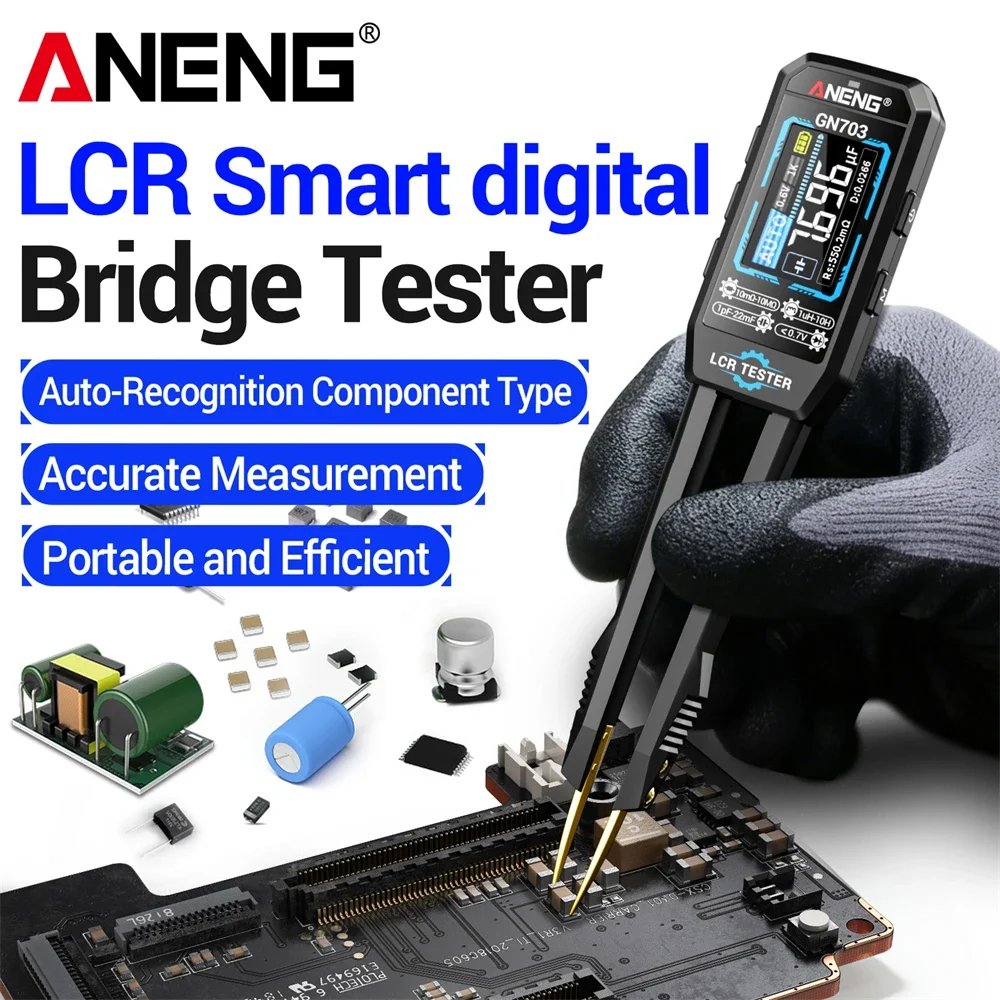 Smart Digital LCR Tweezers Handheld SMD Tester Capacitance Resistance Inductance Multimeter Electronic Component Measuring Tool