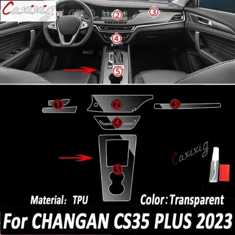 For Changan CS35 PLUS 2022 2023 Car Interior Car Door Center Console Media Dashboard Navigation TPU Anti-scratch Protector Film