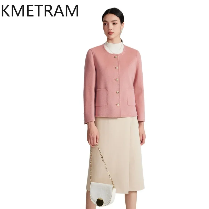 KMETRAM 100% Real Wool Jacket Women Luxury Short Coats Ladies 2024 Autumn Winter Woolen Suit Jackets Fashion Womans Clothing 코트