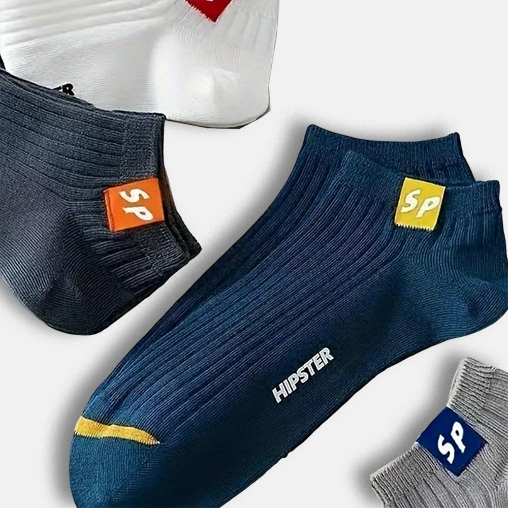 5 Pairs Men Solid Color Ankle Socks Creative Versatile Trendy Super Comfortable Socks Moisture Absorbing Breathable Short Socks