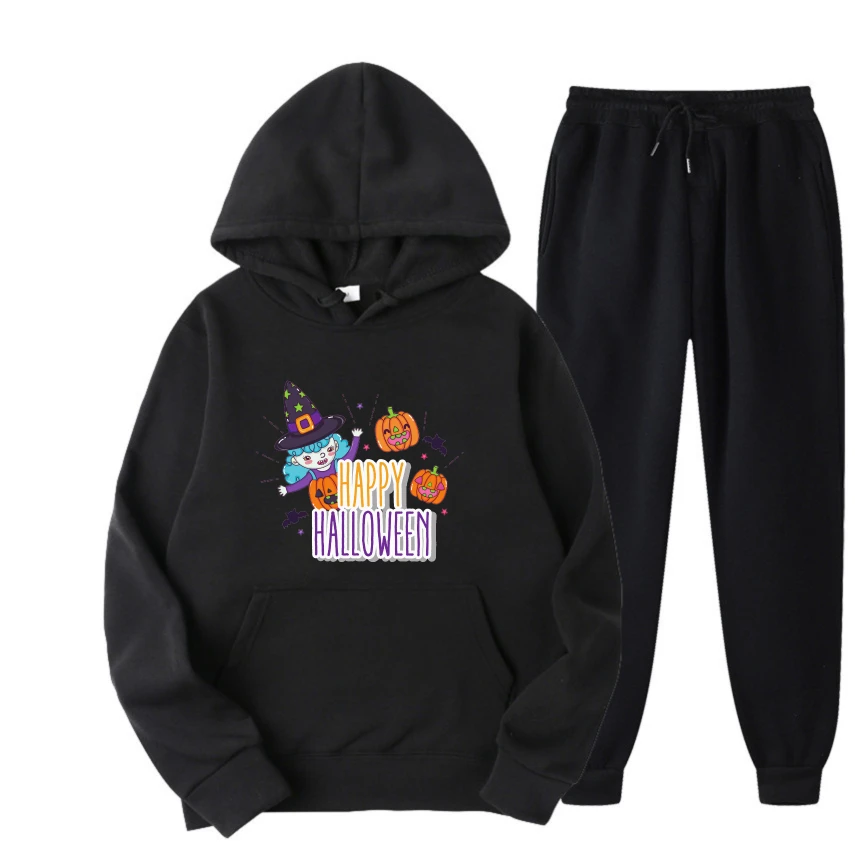 

2025 Halloween parody graffiti print set Casual Men Graphic Hoodie Spring And Autumn Street Wear Comfortable Pullover Sweatshirt