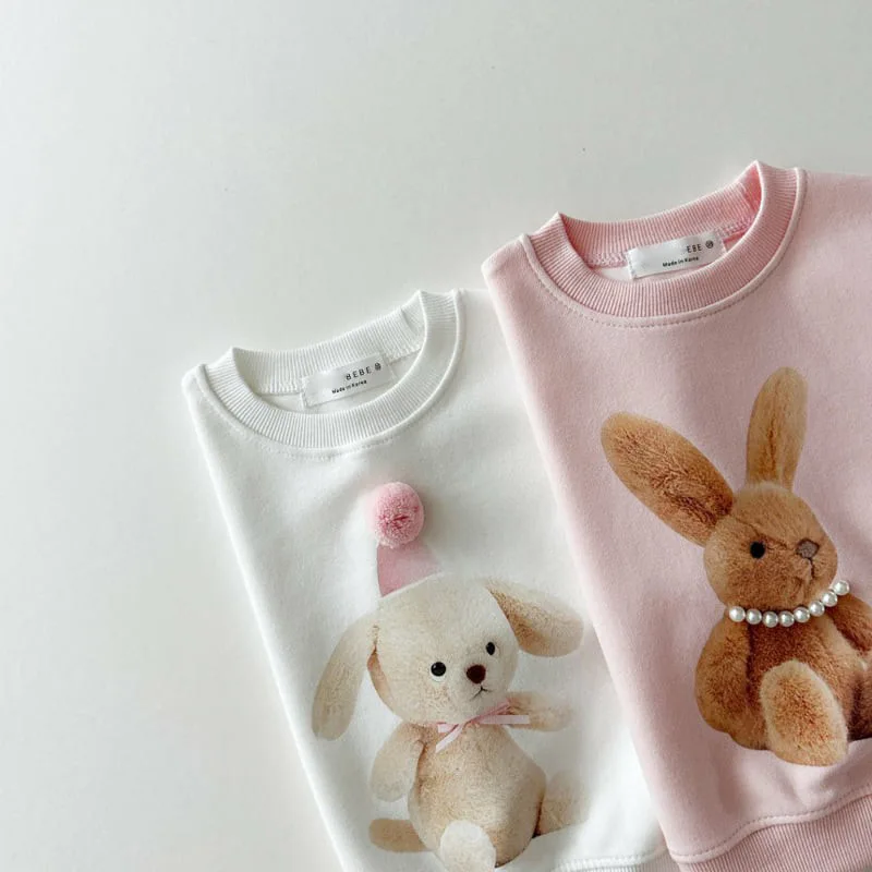 2024 Autumn New Baby Girl Long Sleeve Sweatshirt Cotton Girls Cartoon Sweatshirt Bunny Bear Print Children Pullover Baby Clothes