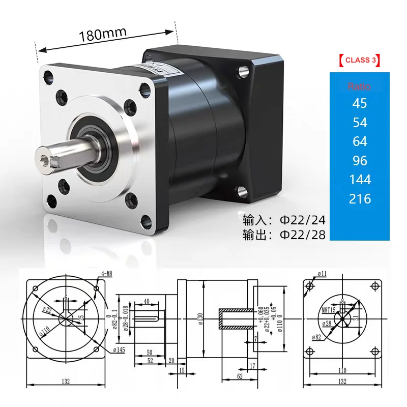 Customizable ODM planetary gearbox for stepper motor Farm  Machinery & Industry for Stepper & Servo Motor Planetary Gearbox