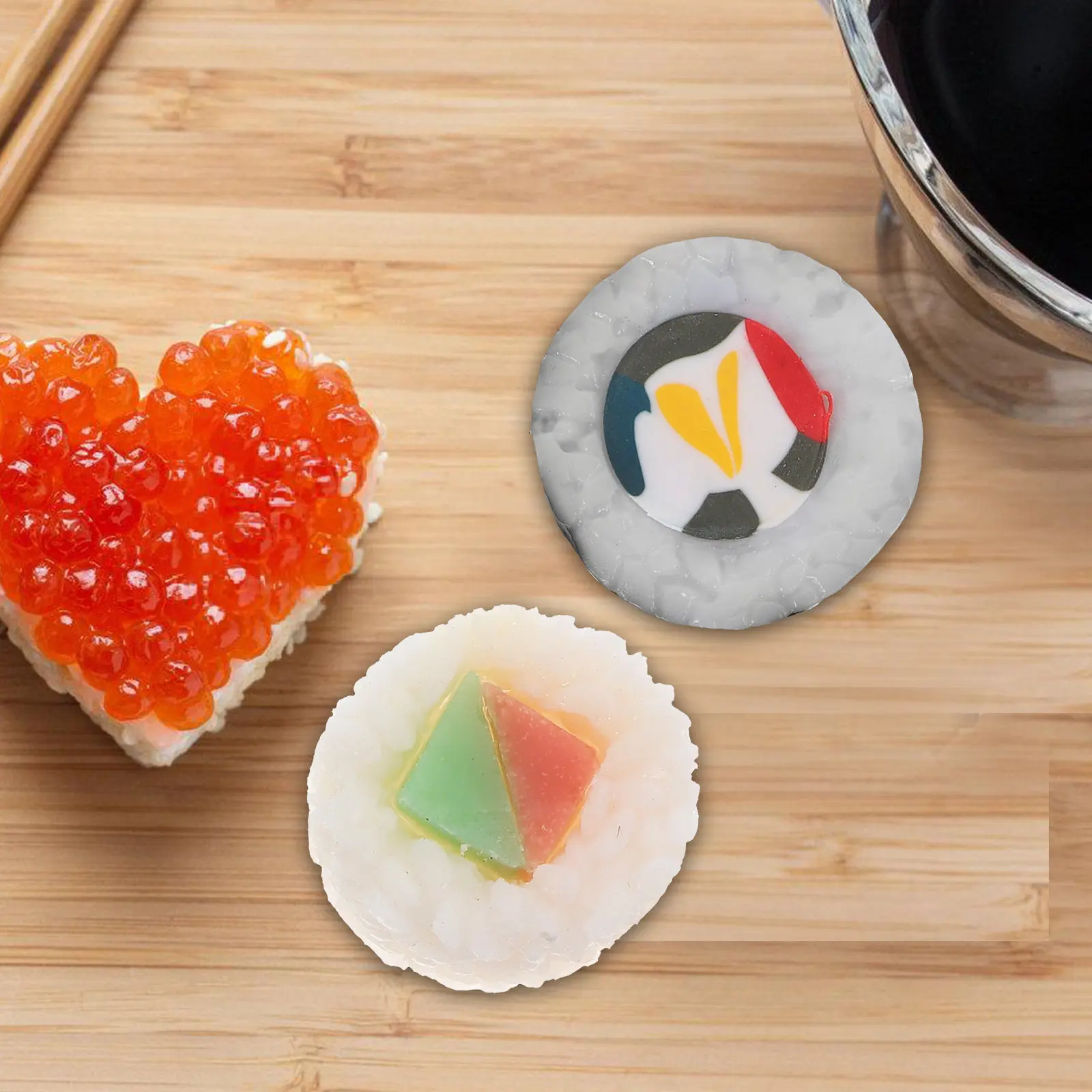 Set de 6 Piezas de Algas Japonesas Realistas para Sushi, Bolas de Arroz Triangulares, Comida Falsa Decorativa para Fotografía, Decoración del Hogar