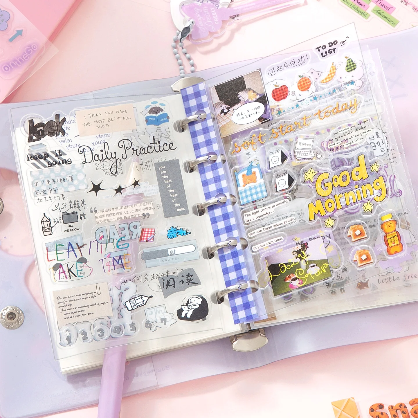 20sheets Kawaii Ins Life Monologues&Floating Light Hand Stickers Die Cutting Font Stickers Book DIY Scrapbook Aesthetic Supplies