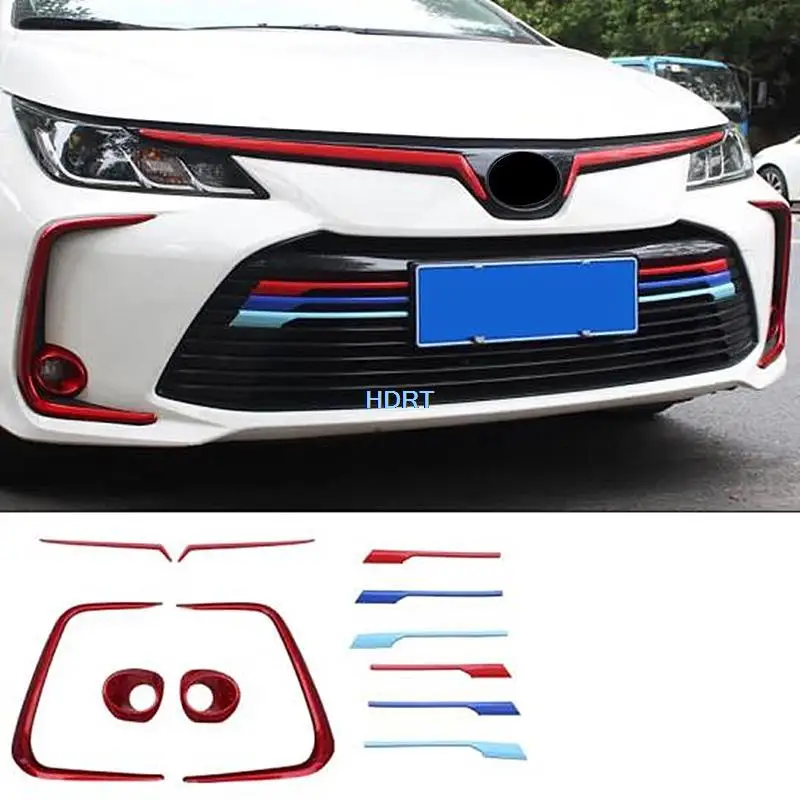 

Автомобильная передняя противотуманная фоторамка зернистая отделочная полоса верхняя средняя сетка молдинговая крышка лампы стикер Стайлинг для Toyota Corolla 2019 +