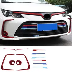 Car Front Fog Light Frame Grills Trim Strip Upper Middle Mesh Net Moulding Lamp Cover Sticker Styling For Toyota Corolla 2019 +