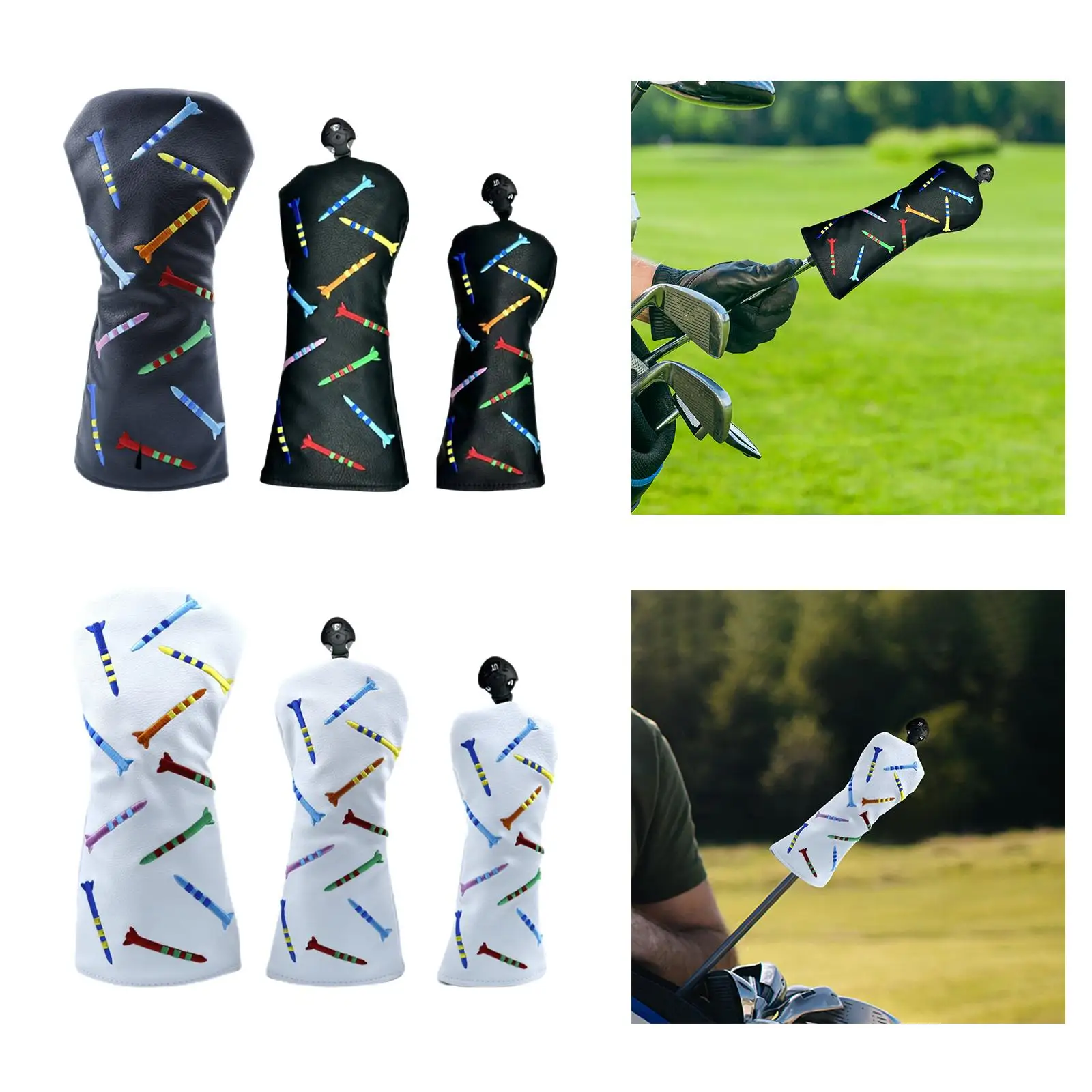 Golf Club Head Cover Anti Scratch Premium PU Leather Waterproof Long Neck