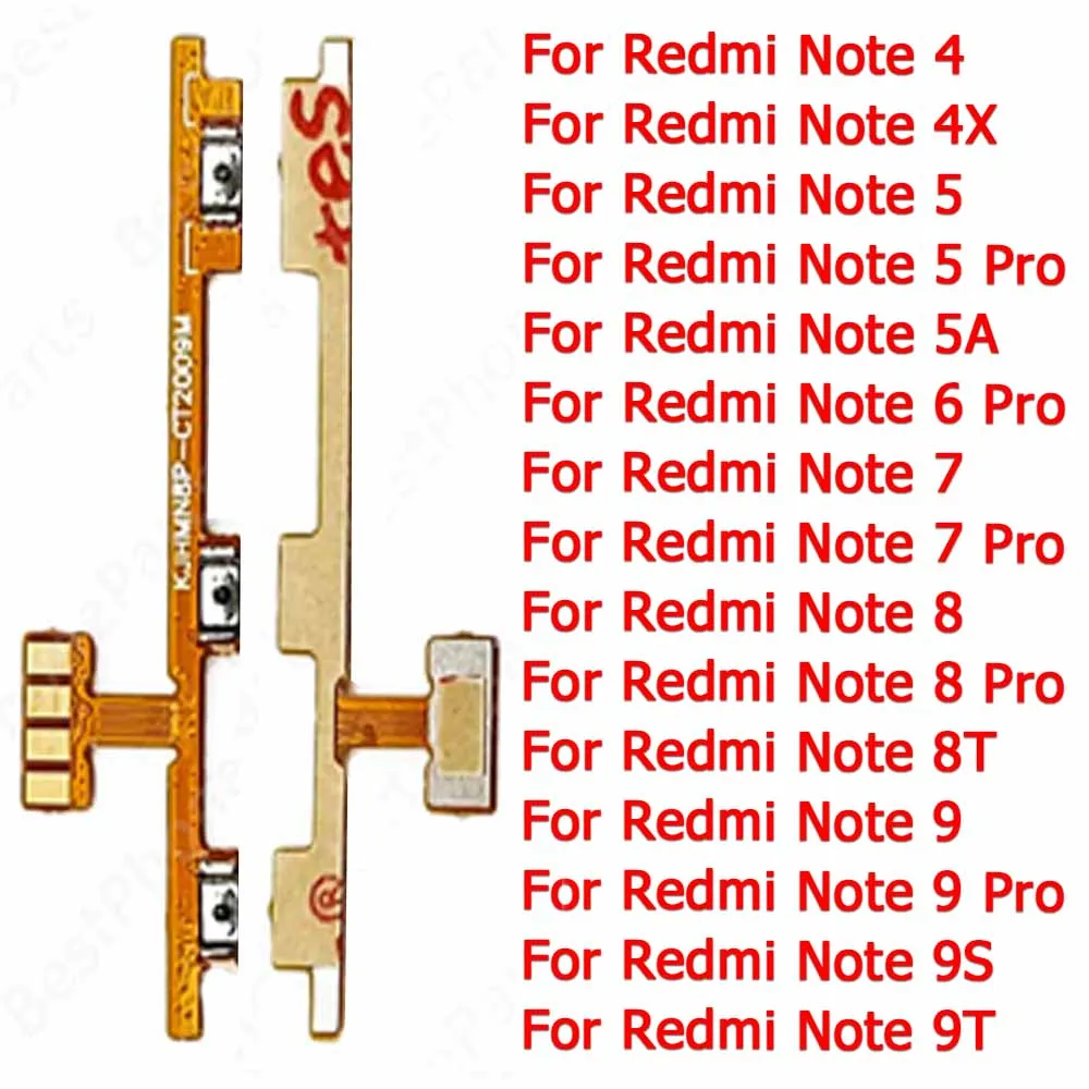 

For Xiaomi Redmi Note 6 7 8 8T 9 Pro 9S 4 4X 5 5A Key Power On Off Repair Side Button Replacement Volume Switch New Flex Cable