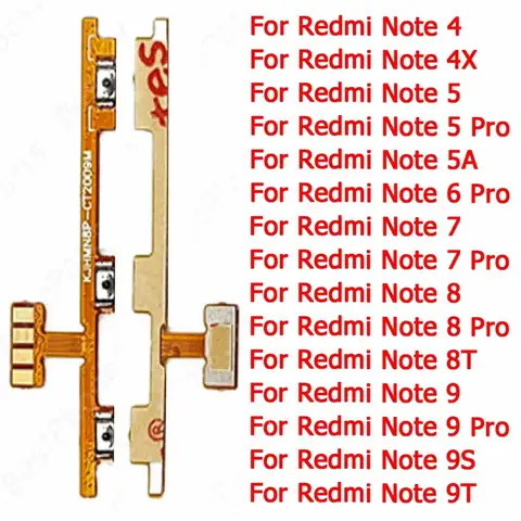 For Xiaomi Redmi Note 6 7 8 8T 9 Pro 9S 4 4X 5 5A Key Power On Off Repair Side Button Replacement Volume Switch New Flex Cable