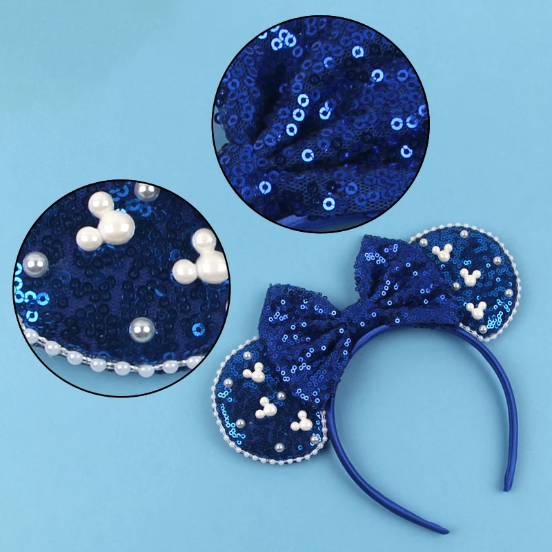 Mädchen 3,3 "Samt Maus Ohr Haarband Für Mädchen Haar Bögen Große Flip Pailletten Ohren DIY Kinder Haar Zubehör stirnband Boutique Mujer – Detail 6