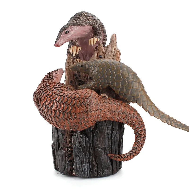 Symulacja ochrony dzikiej przyrody zwierząt Pangolin Manis Pentadactyla Model figurki drzewo Kikut ogród miniaturowy wystrój zabawka