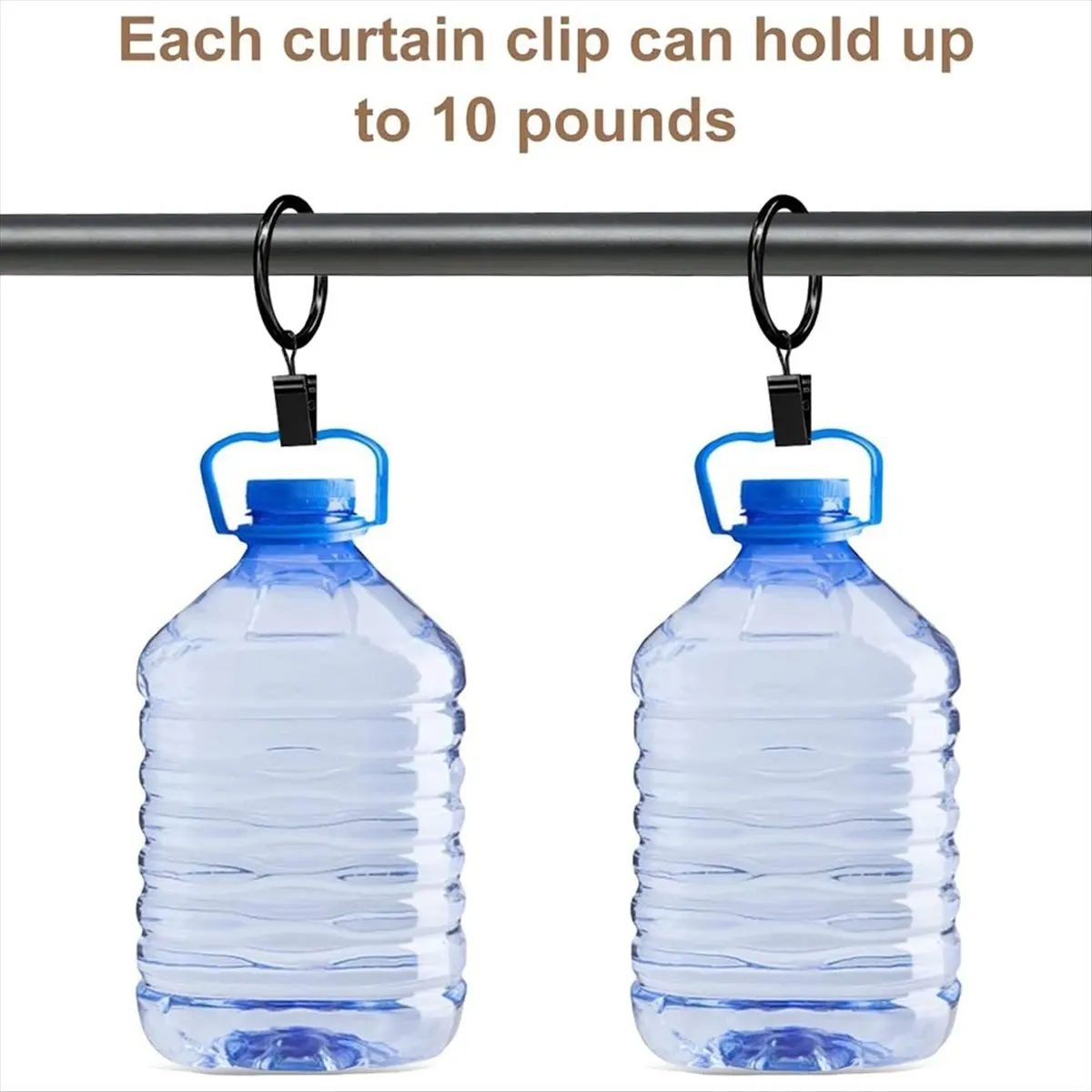 Stable- 40 PCS Curtain Rings with Clips,Curtain Clip Rings Hooks,1.5 Inch Diameter Fits Up to 1.2 Inch Rod,Drapery Rings Black