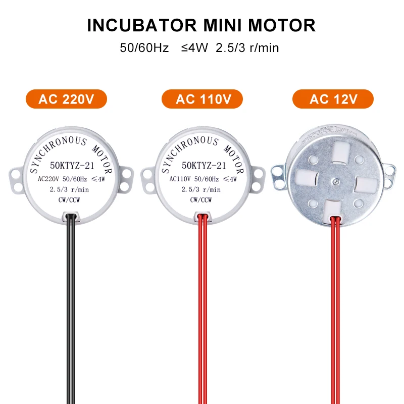 110V/220V/AC12V Egg Turning Motor 50HZ Incubator Automatic Egg Turning Motor Synchronous motor 2.5/3r/min 50KTYZ-21 Farm Chicken