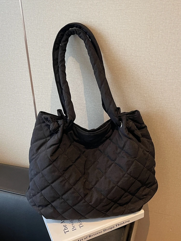 

Large Capaci Winter Cotton Jaet Women's Tote Bag Lightweight op Bag Casual Commuting Single oulder Bag