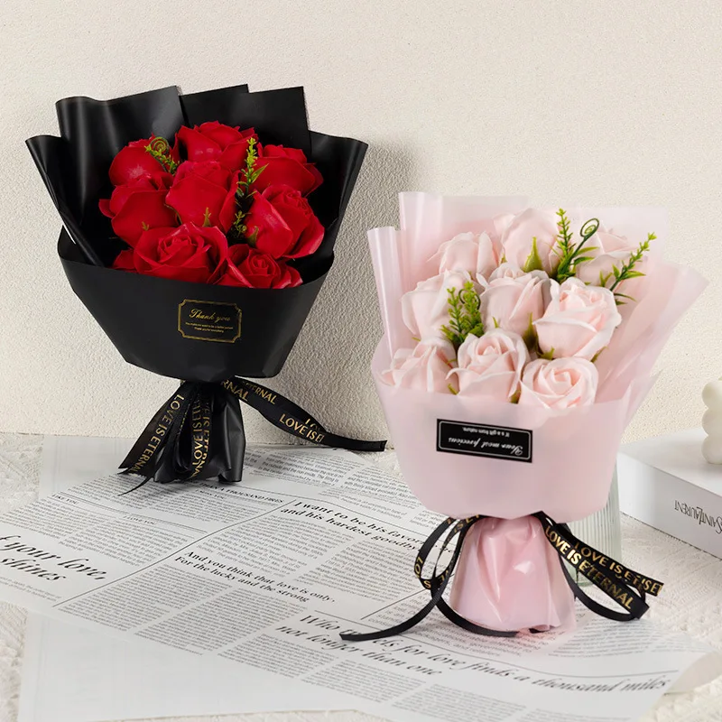 1/2 Stück Rosen-Kunstblumenstrauß, 28 cm, künstliche Blumen für Hochzeit, Brautdekoration, Valentinstag, Partyzubehör, Geschenkdekoration – Detail 3
