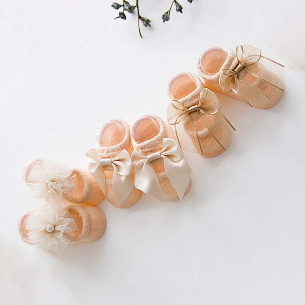 

1Pair Anti Slip Baby Socks Soft Breathable Non Slip Floor Socks for 0-36 Months Toddler Infant Spring Autumn Wear Light Orange