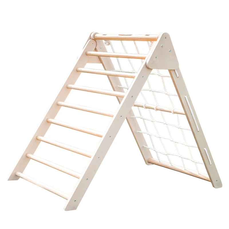 Gym Foldable Wooden Triangle Climber Toys Wooden Climbing Net Rope Rack Indoor Playground Wooden Toys