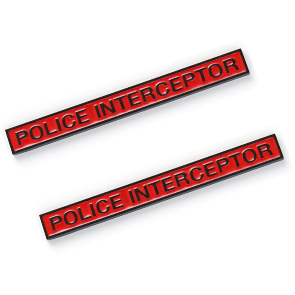 

2 Pieces POLICE INTERCEPTOR Red Black Emblem Car Body Fender Trunk Rear Tailgate Badge