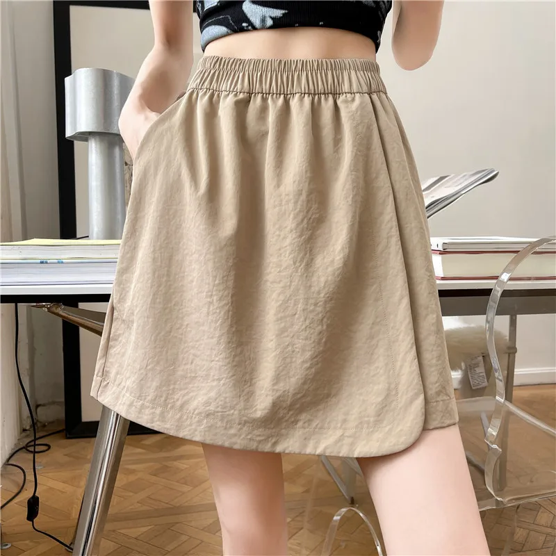 

Solid Color Five Pants Female False Two Pieces Homemade Casual Versatile Irregular Personality Design Sense Skirt Pants Shorts