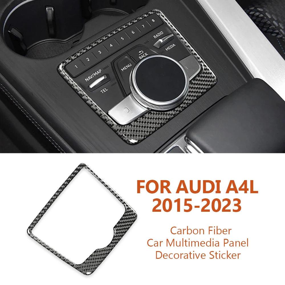 

For Audi A4 A5 A4L B9 2015-2023 Car-styling Real Carbon Fiber Car Multimedia Panel Decorative Sticker Auto Interior Accessories