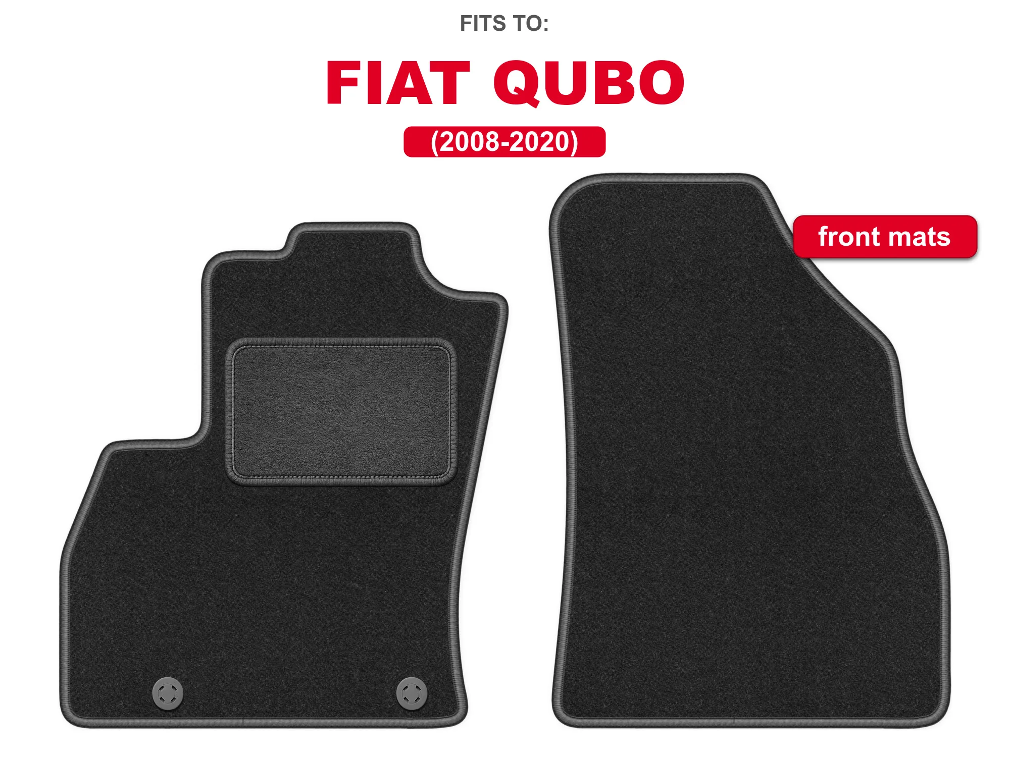 Velours vloermatten voor: Fiat Qubo 2008-2020 grafietkleurige set auto vloermatten voor de voorkant van de auto