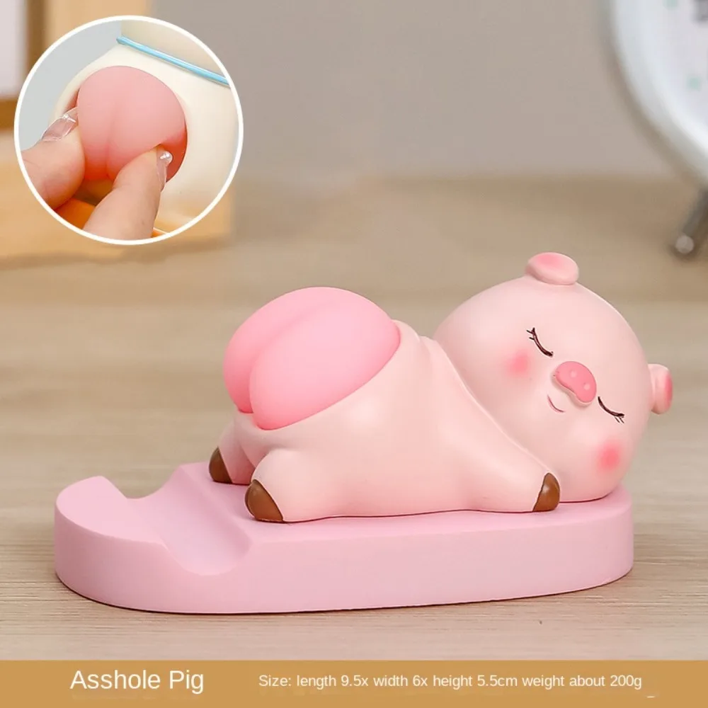 Resin Craft Cute Animal Phone Holder Kittens Figurines Universal Rabbit Cell Phone Stand Miniatures Kawaii Mobile Phone Support