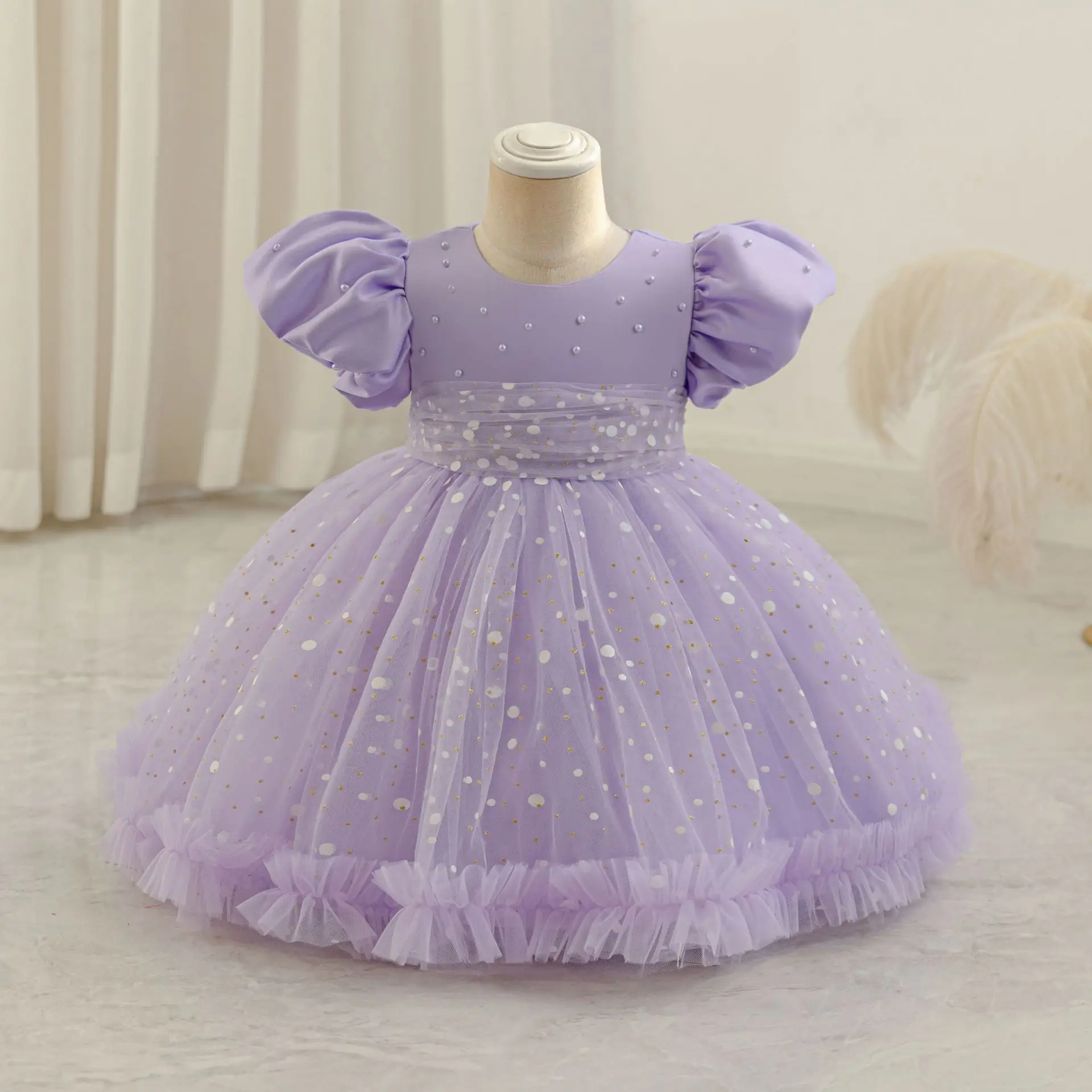

Children's princess dress baby girl's first birthday party puffy dress, kindergarten party birthday performance costume
