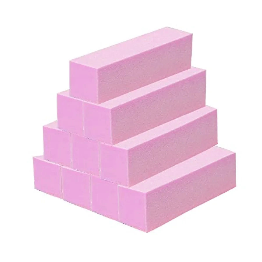 

20 pcs Nail Buffer Blocks with 4 Sides, 120 Grit Professional Pedicure Manicure Buffer Kits Pink
