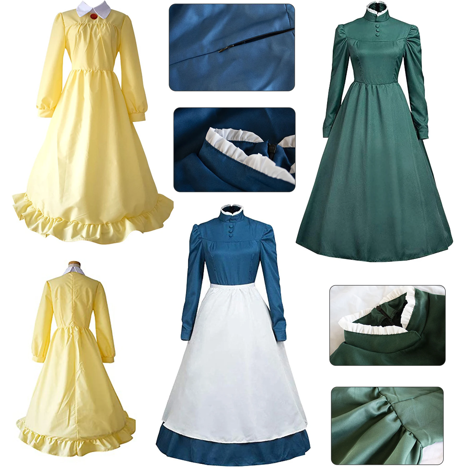 

Anime Howl's Moving Castle Cosplay Sophie Hatter Costume Long Dress Women Halloween Custom Made