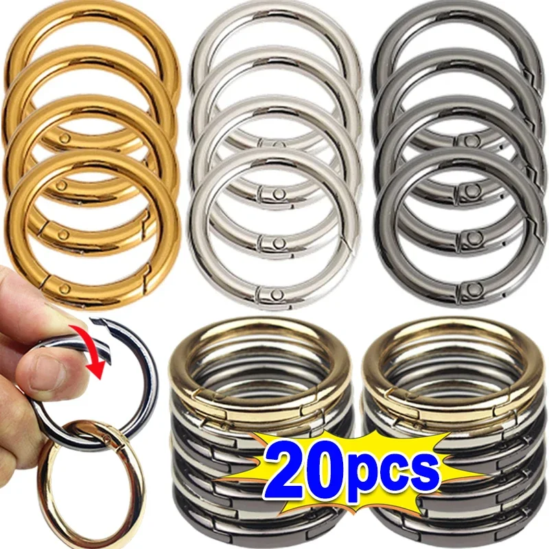 10/20 pz metallo O Ring chiusure a molla per gioielli fai da te aperto rotondo moschettone portachiavi clip borsa gancio cane catena fibbie