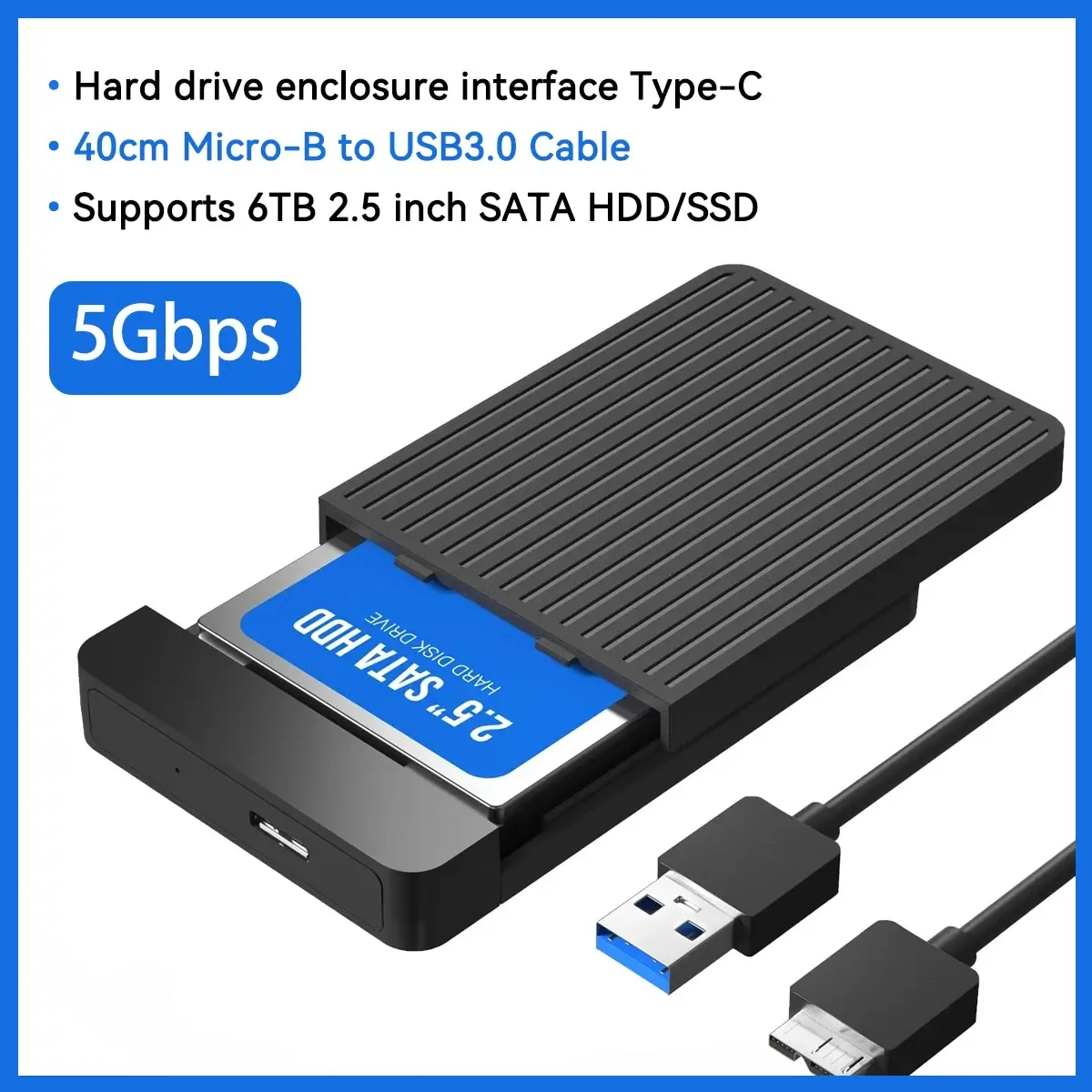 2.5 HDD/SSD Case SATA naar USB 3.1/3.0 Adapter Case 6gbps HD Externe Harde Schijf Behuizing Box voor Schijf HDD Type USB-C Behuizing