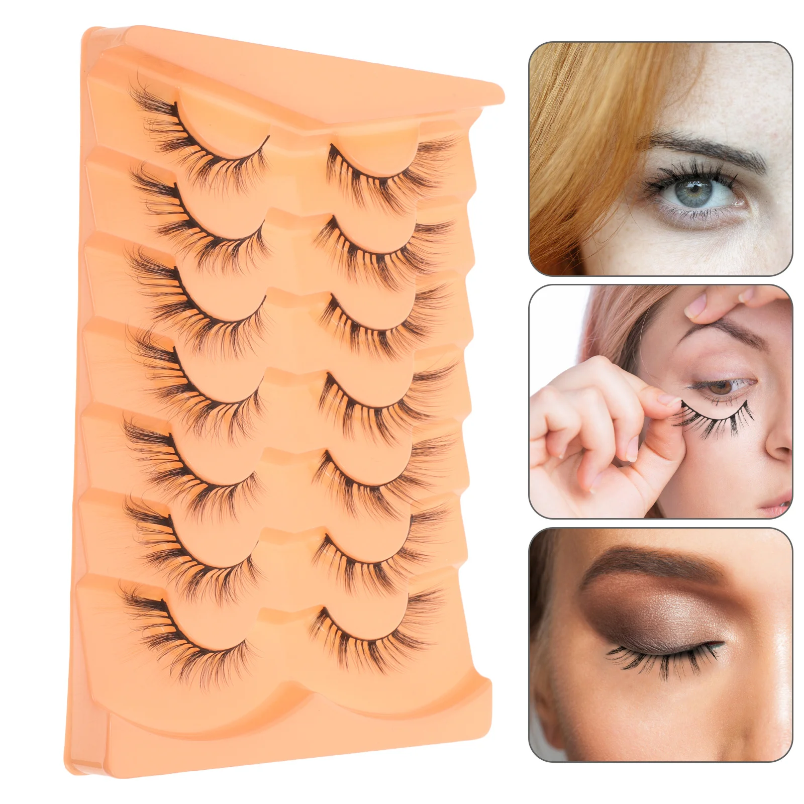 

7Pairs Fox Eye Lashes Wispy False Eyelashes Fashionable Versatile Makeup Looks Charming Effect Faux Lashes Eyelashes