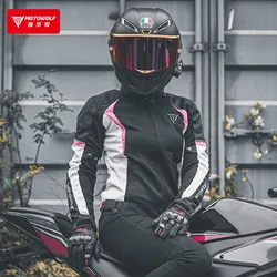 Traje de motociclista para mujer, malla transpirable, Protector CE desmontable, anticaída, cuatro estaciones