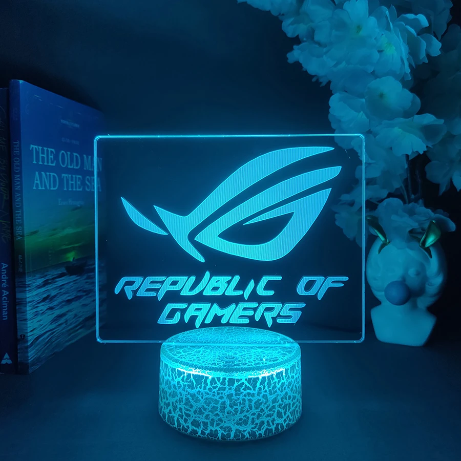 LED ROG Logo Light 7/16 Color Changing rgb for Plexiglass Cool Gaming Room Desktop Decoration Atmosphere Lighting Dec Gamer Gift