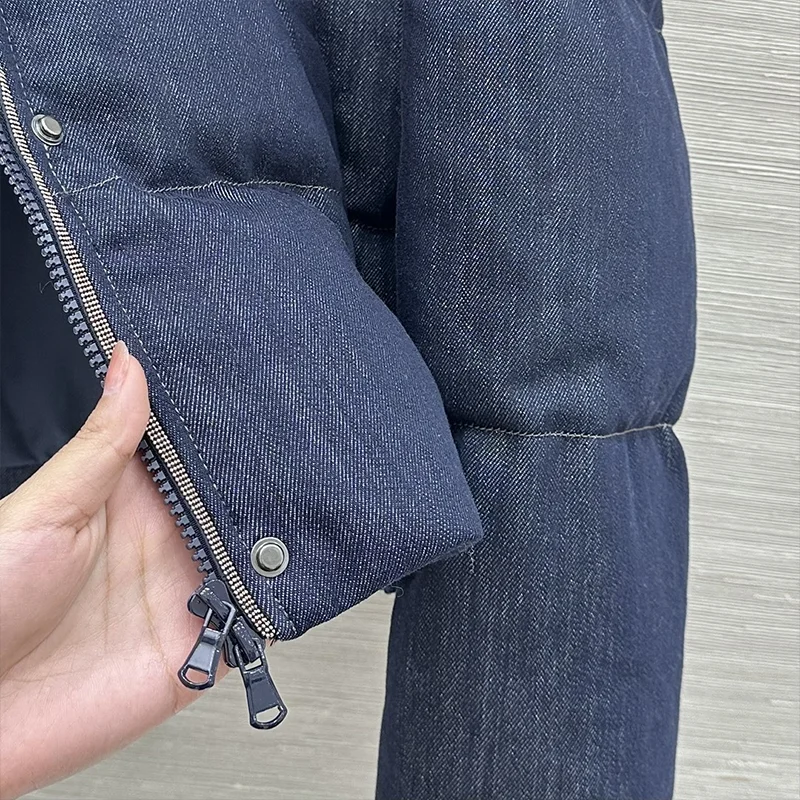 Chaqueta de algodón de alta calidad para mujer con cuello levantado, abrigo sencillo de nueva colección de invierno 2025 para mujer 251213131