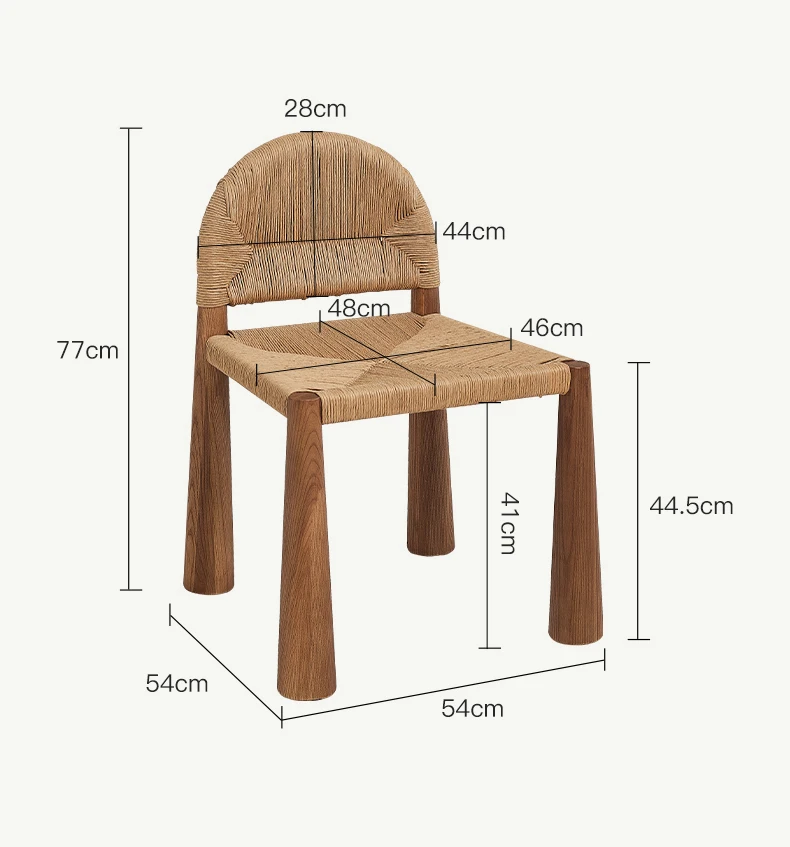 

Dining chair household solid wood creative backrest book desk chair retro simple weaving restaurant chair