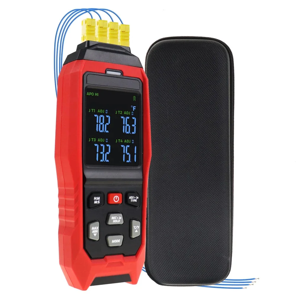 Thermocouple K/J type four-channel thermometer K type thermocouple probe can record alarm temperature compensation