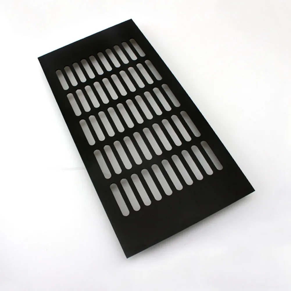 1pc Aluminum-Alloy Black Rectangular Air Vent Ventilation Grille Cover For Cabinet/Wardrobe/Cupboard Home Improvement Accessory