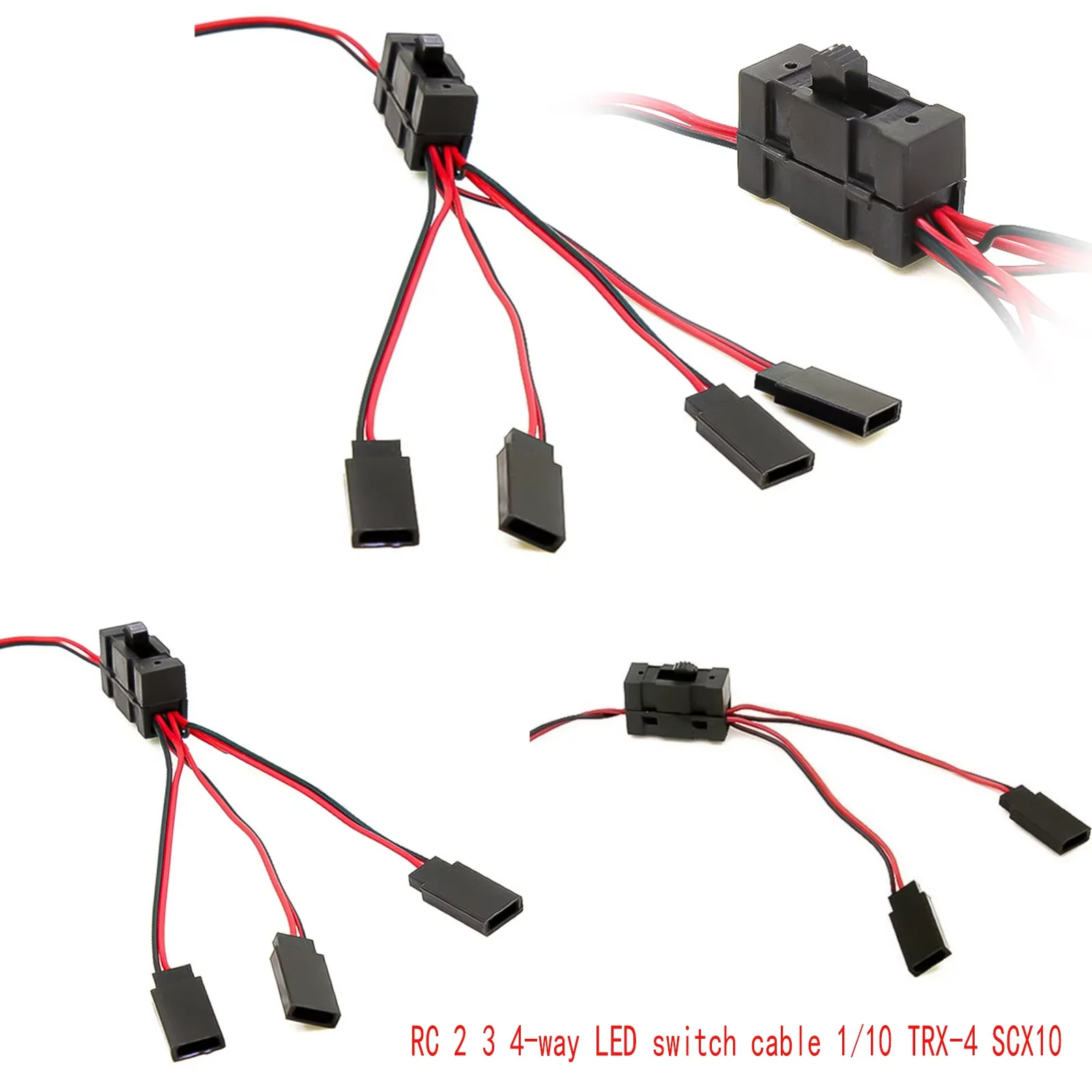 2 3 4-way LED Light Split on/off Controller Switch Y Cable Servo Extension for 1/10 TRX-4 SCX10 RC Oil/Tram/Climbing Crawler