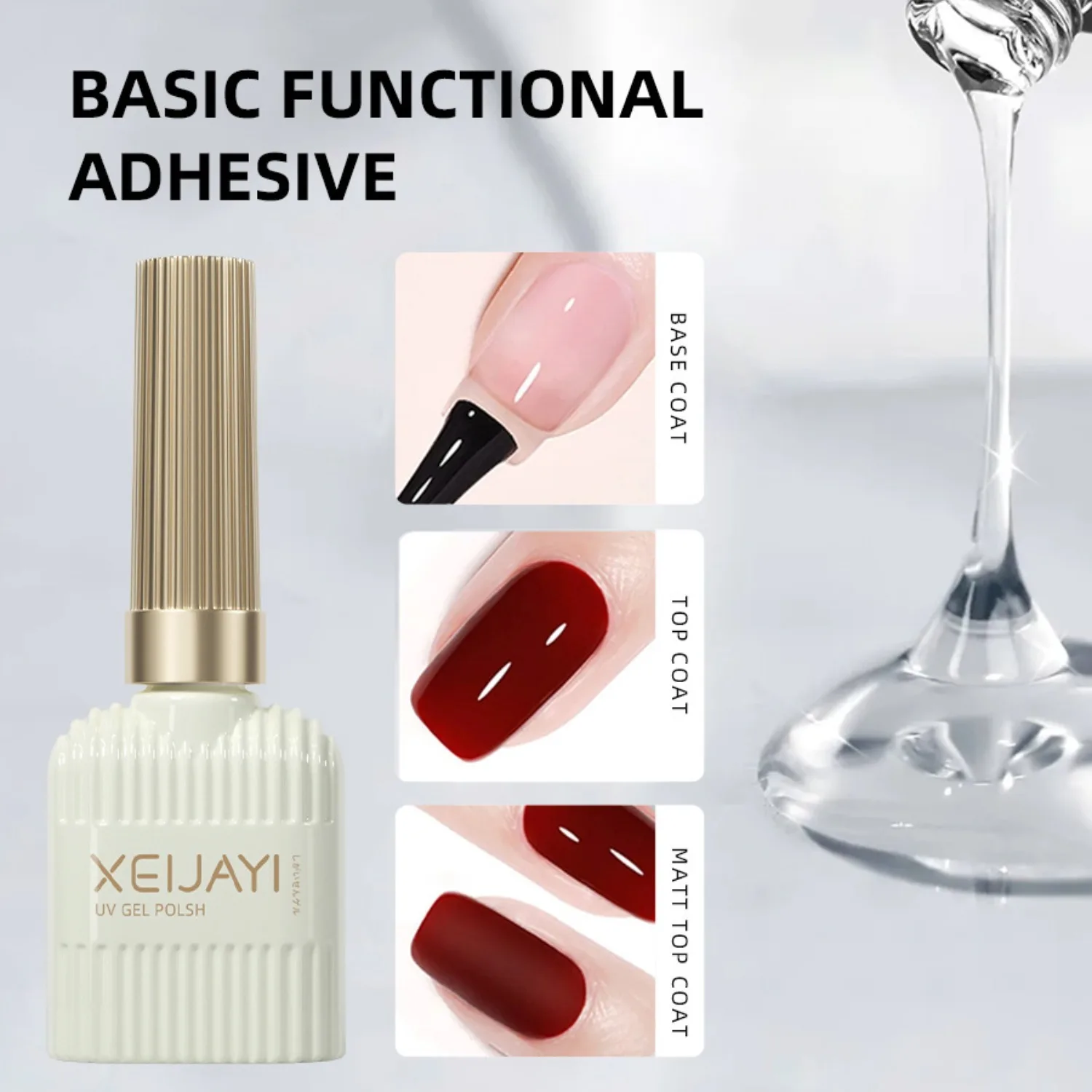 XEIJAYI 15ML Gel Base Super Top Coat Manicura Mate Top Coat Semi Permanente Soak Off Gel UV Barniz